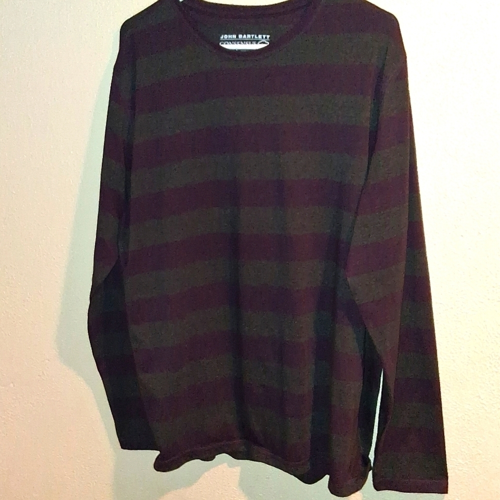 John Bartlett Consesus Striped Purple And Gray Cotton Blend shirt L